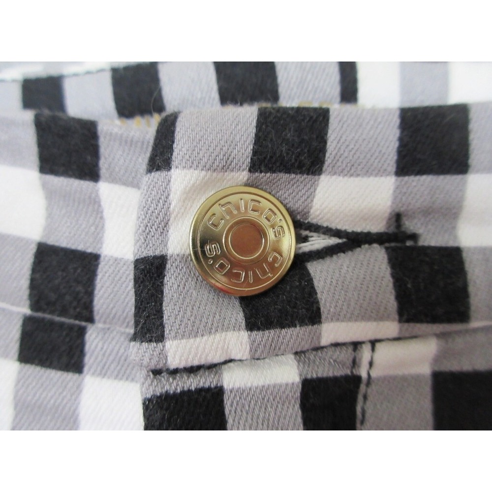 Chicos Preppy Pants Women 6 Chicos 0.5 Black White Gingham Cottagecore Casual - Picture 5 of 16